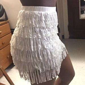 White tight skirt with fringes on it