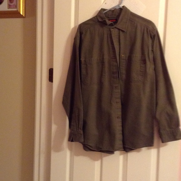 Green/gray long sleeved button down - Picture 1 of 2