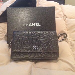 Authentic Chanel camellia wallet on chain