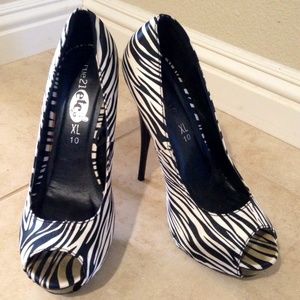 Zebra print high hit heels