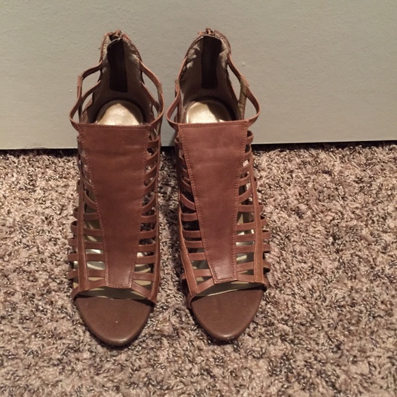 Brown gladiator style sandal with heel