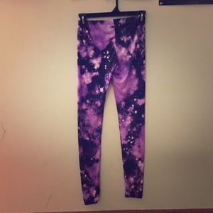 Purple and black galaxy leggings