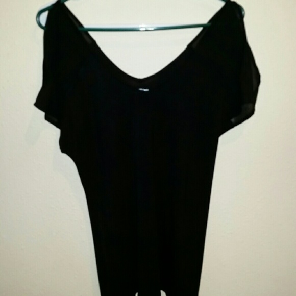 Cold shoulder sheer sleeve shirt