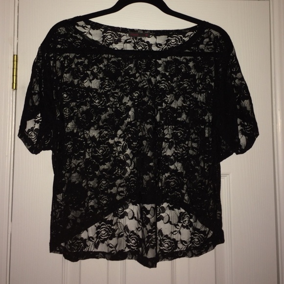 Black Lace Crop Top