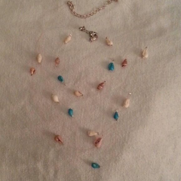 Seashells Necklace&Anklet set.Clear strand.Multi - Picture 1 of 4