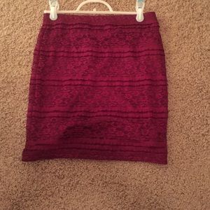 red lace pencil skirt