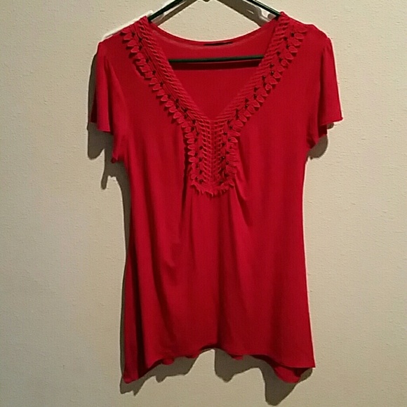 V neck lace beaded shirt