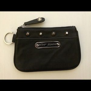 Black studded Betsy Johnson coin pouch