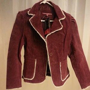 Maroon leather jacket with liner