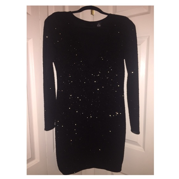 V-neck Black Sparkle Dress