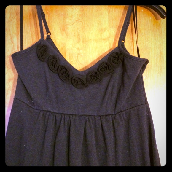 XS Black Empire Waist Dress with Chiffon Rosettes