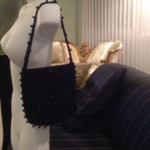 Crocheted beaded shoulder bag