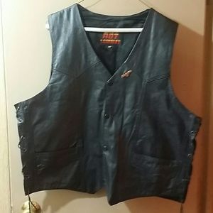 Leather vest w/tie up and Pin strip vest bundle.