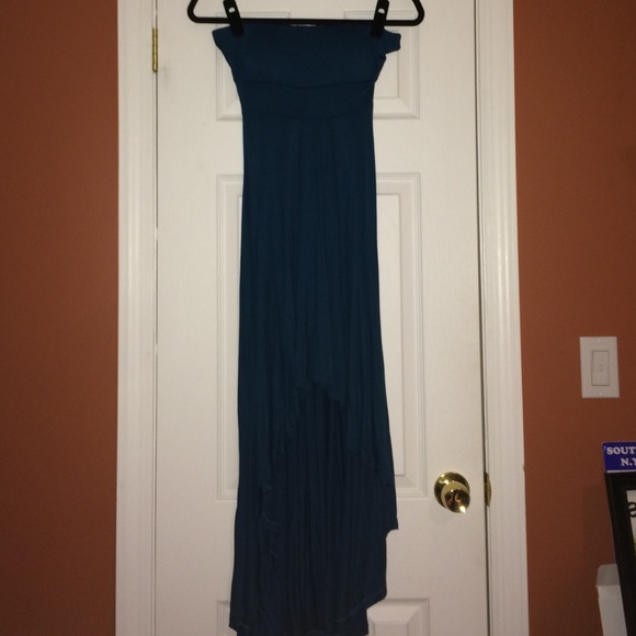 Strapless Teal High Low Dress