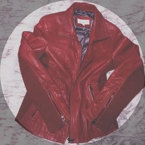 Calvin Klein red leather jacket