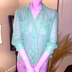 💰SOLD💰Casual Mine Mint Green Chiffon Blouse