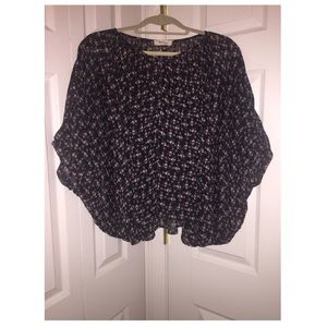 Black Floral Balloon Sleeve Blouse