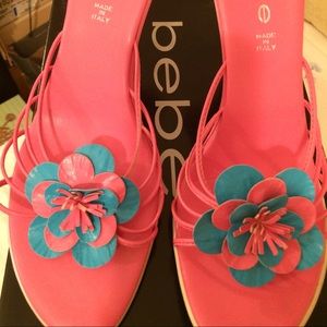 Turquoise and Pink BeBe Mules- UPDATED PRICE!