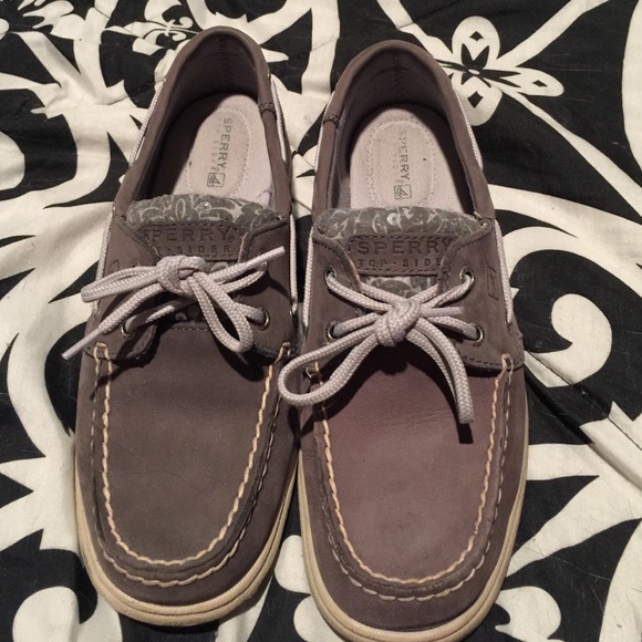 Gray, sequin Sperrys
