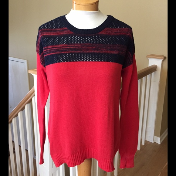 AQUA sweater- red and navy