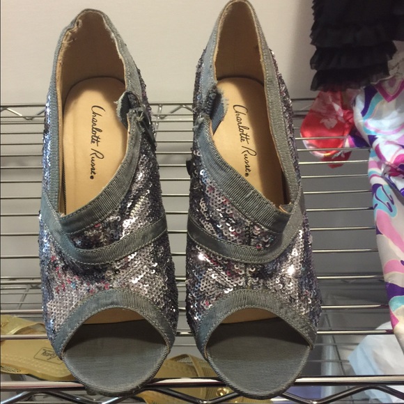 Charlotte Russe peep toe booties.