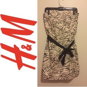 Beige & black pattern dress