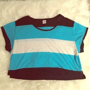 VS Pink crop stripe shirt