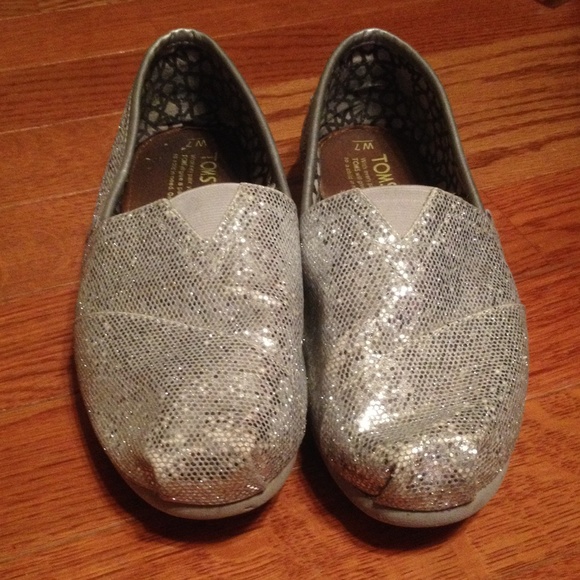 Silver Glitter Toms