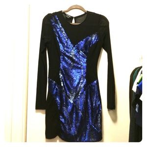 Bebe black dress with blue sequins!