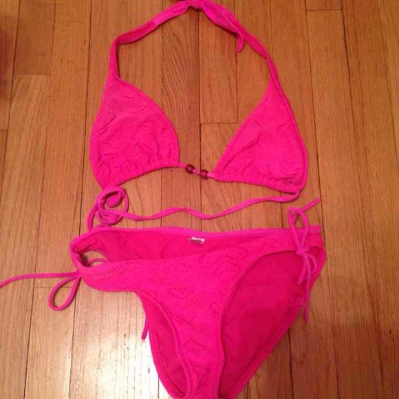 Hot Pink Heart detailed Swimsuit