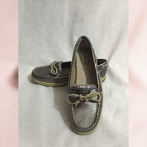 Silver Leather and Sequin Sperry Topsiders