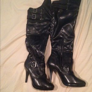 Thigh high black boots