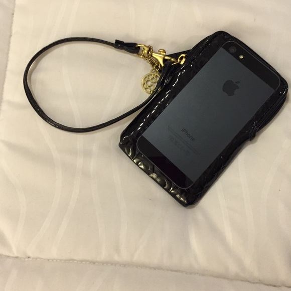 Coach Wristlet - Shiny Black Top Zip - Picture 3 of 3