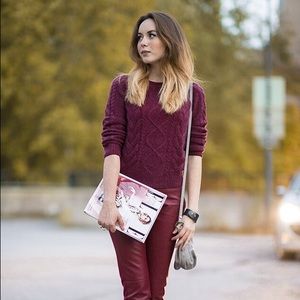 Maroon sweater.