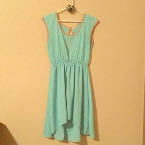 Light blue dress with open back/ and cardigan