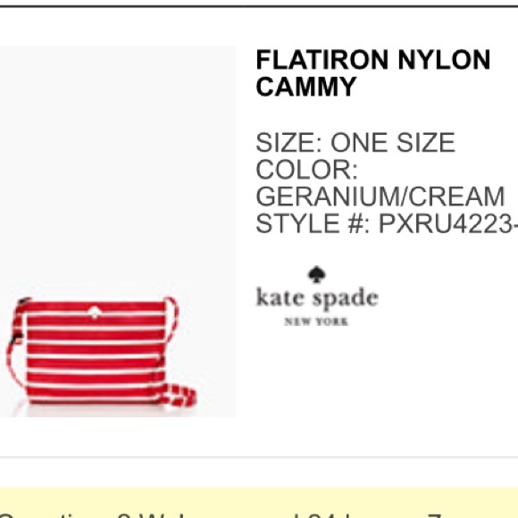 Kate Spade♠️FLATIRON NYLON CAMMY red & white - Picture 1 of 4