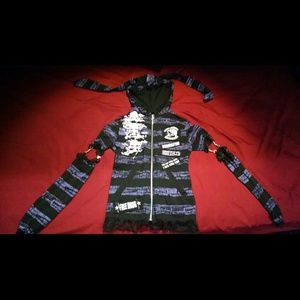 Goth bunny ears purple black goth sweater