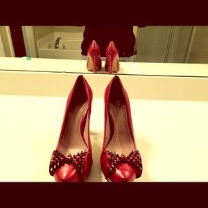 Red Leather Heels with spikes