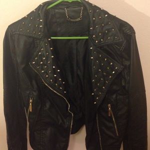 Studded vegan  leather jacket