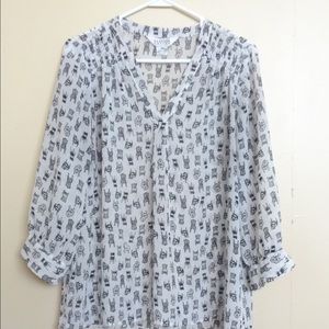 V Neck Printed Blouse