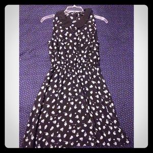black and white floral collared chiffon dress