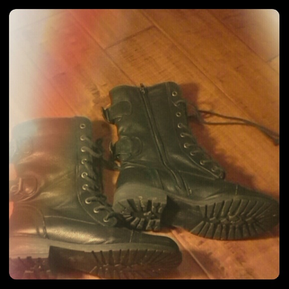 Black combat boots