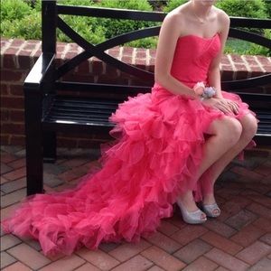 Stunning pink high- low prom dress