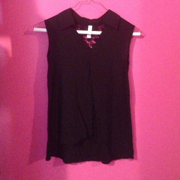 Black tank top with crochet back