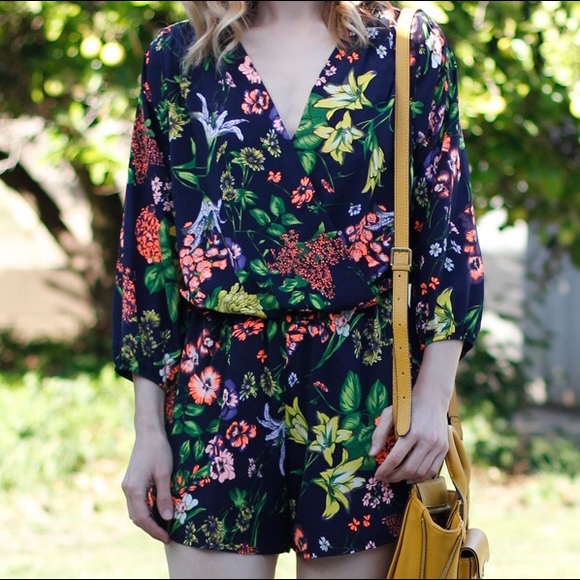 Foreign Exchange Navy Floral Print Romper