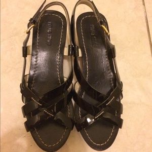 Miu Miu black wedge sandal for summer