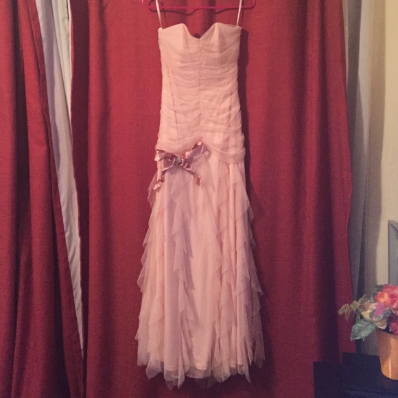 Pale pink mermaid floor length dress