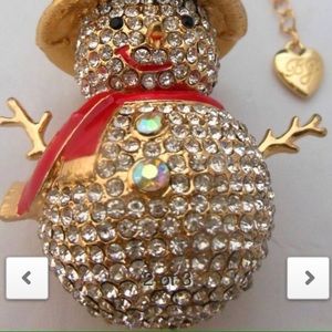 GC sparkling crystal red enamel necklace snowman
