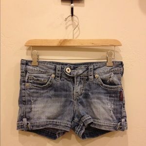 Silver Denim Shorts