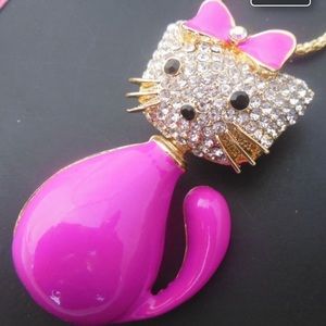 GCheadband bow beautiful cat enamel necklace,